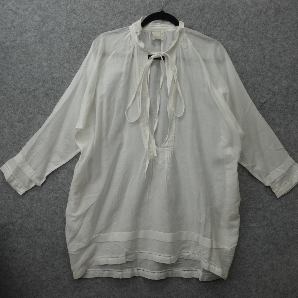 White Peasant Tunic Womens S 6 MALIA MILLS Swim Cover Up Mini Dress Summer Boho
